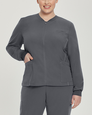 Photo of White Cross Scrubs V-Tess Jacket - Jersey Collar Color Dark Pewter Main Vue 014